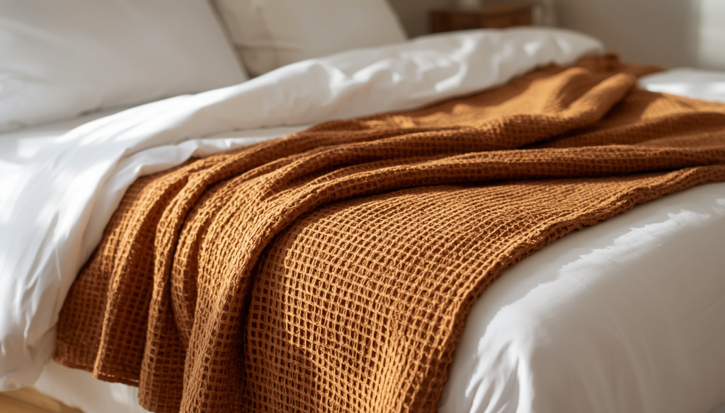 Thermal Blanket Waffle Knit-Caramel Brown
