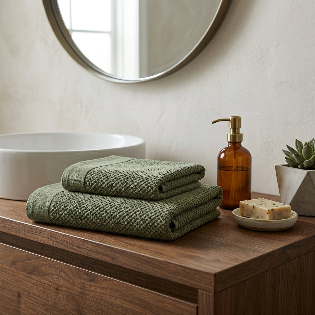 Premium Cotton Towel Hunter Green Popcorn Weave-525GSM